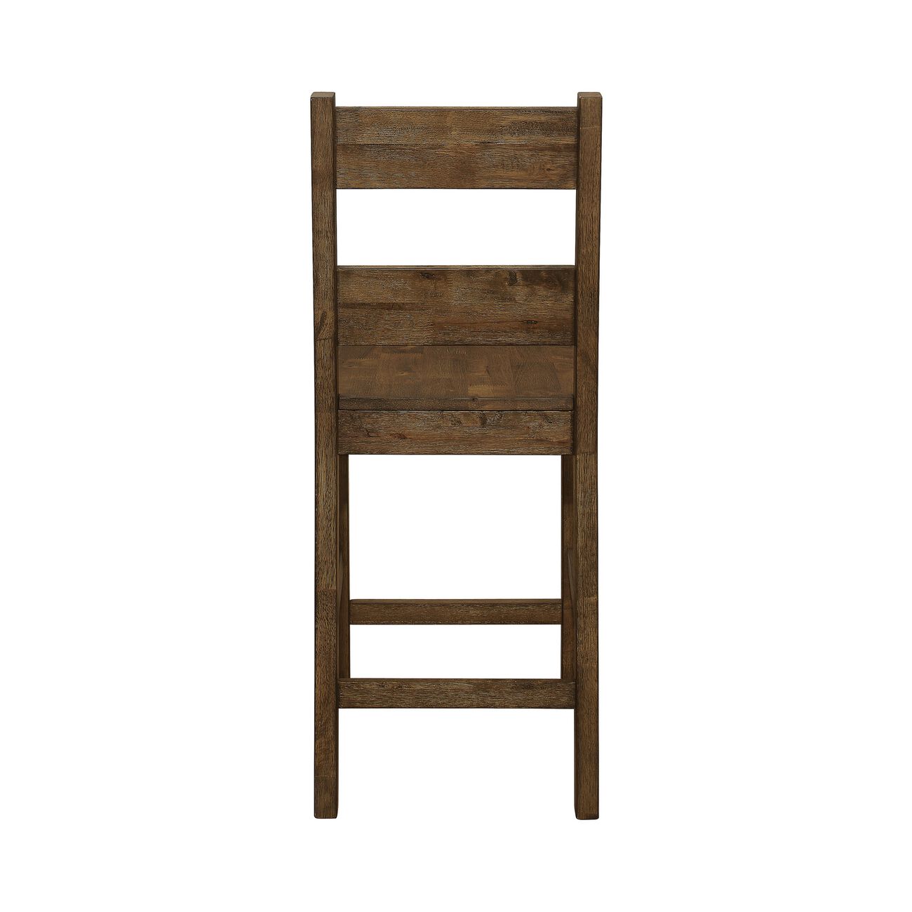 Rustic Ladder Back Counter Height Chair with Wooden Seat, Set of 2, Brown