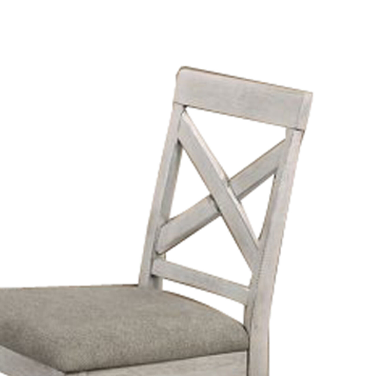 Wooden Counter Chair with X Shaped Backrest with Padded Seat,White and Gray