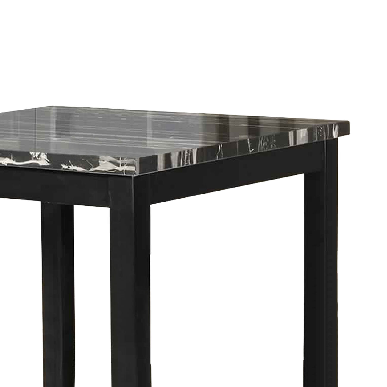 5 Piece Counter Height Dining Set with Faux Marble Tabletop, Black