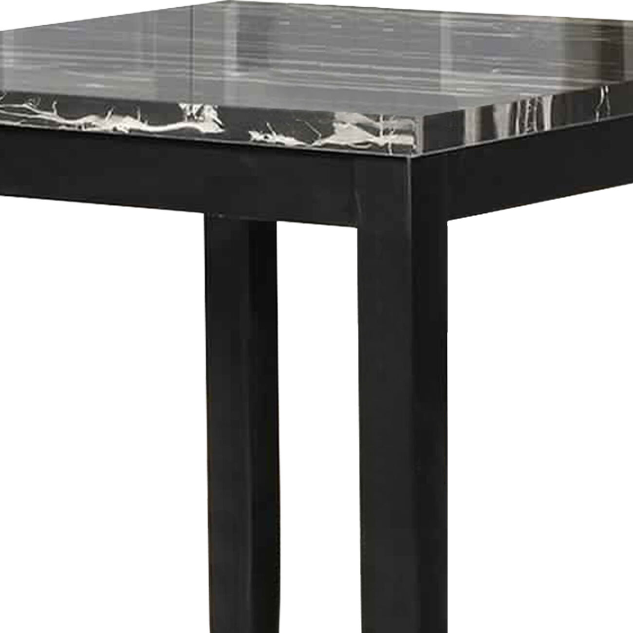 5 Piece Counter Height Dining Set with Faux Marble Tabletop, Black