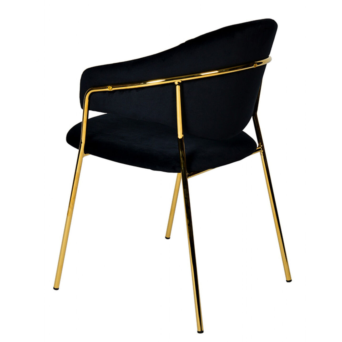 Fabric Upholstered Dining Chair with Metal Legs, Set of 2, Black and Gold