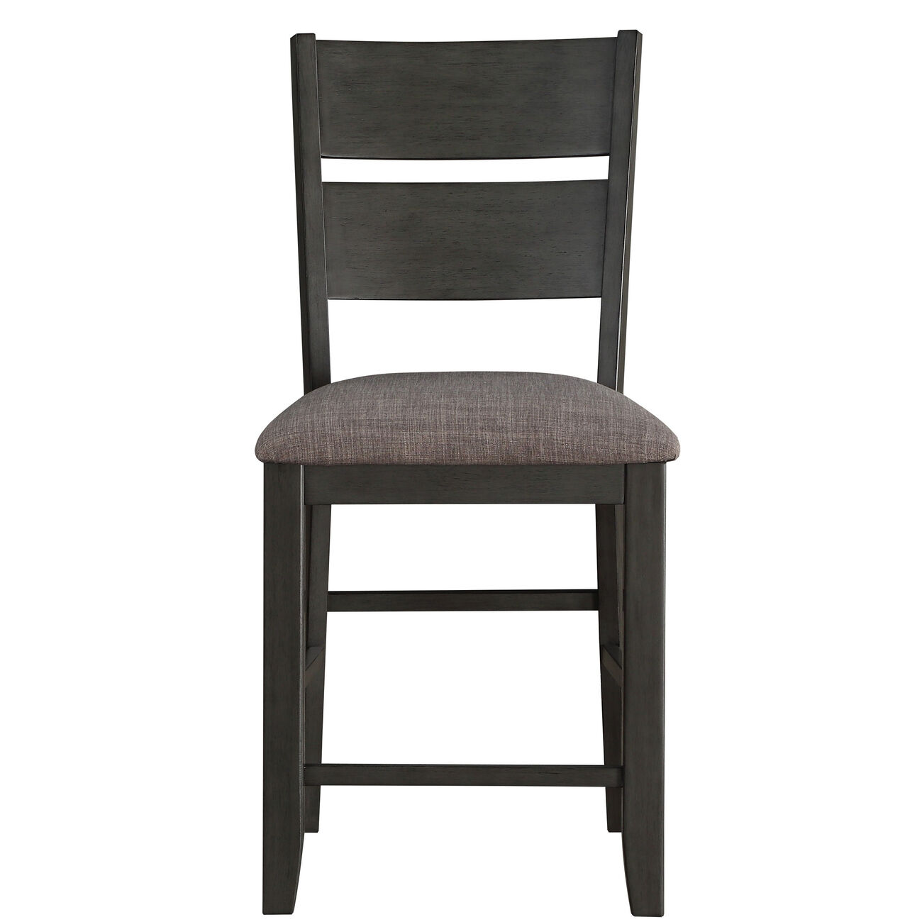 Counter Height with Chair with Ladder Backrest and Fabric Padded Seat, Gray