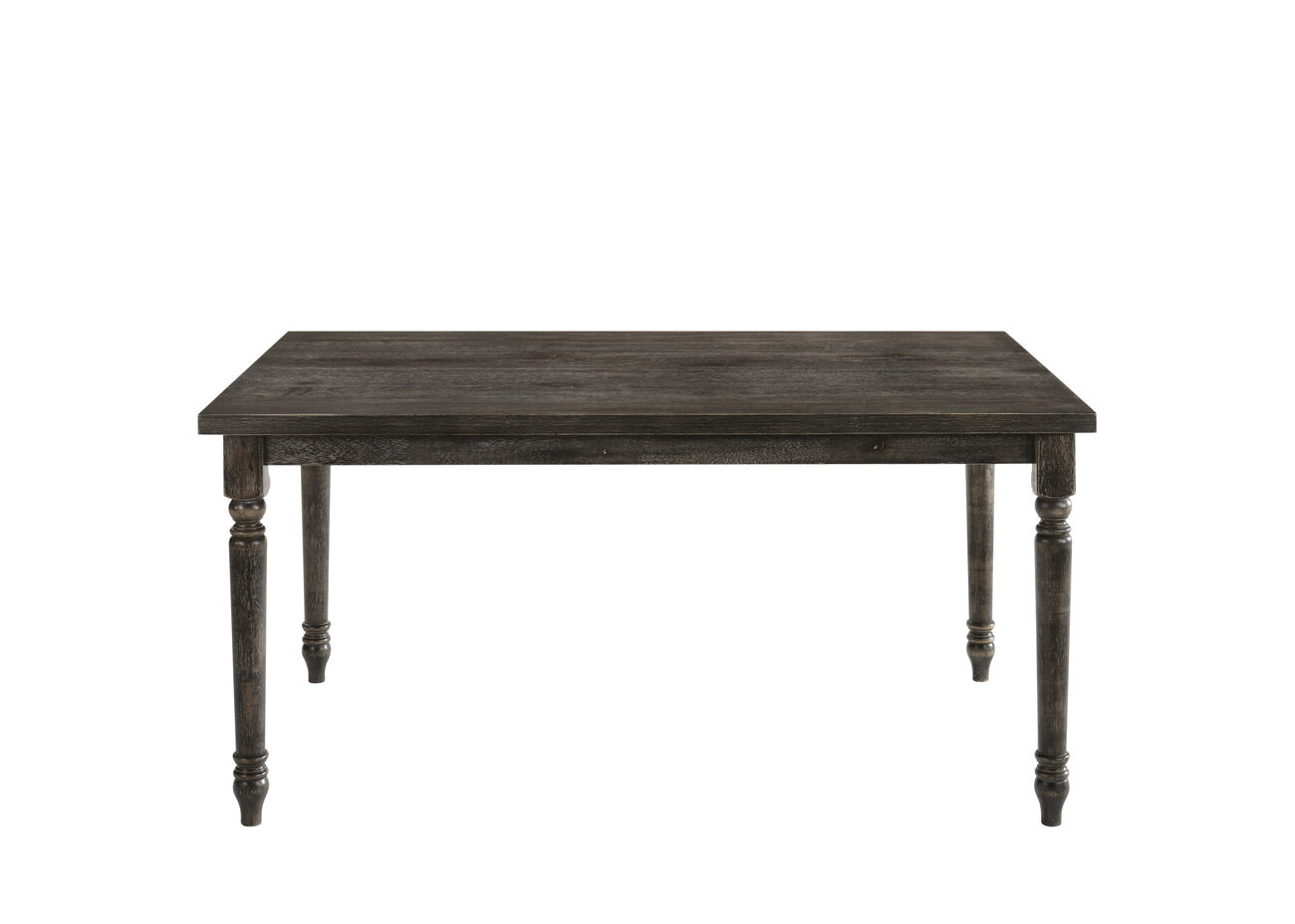 Rustic Style Wooden Dining Table with Rectangular Top and Turned Legs, Gray