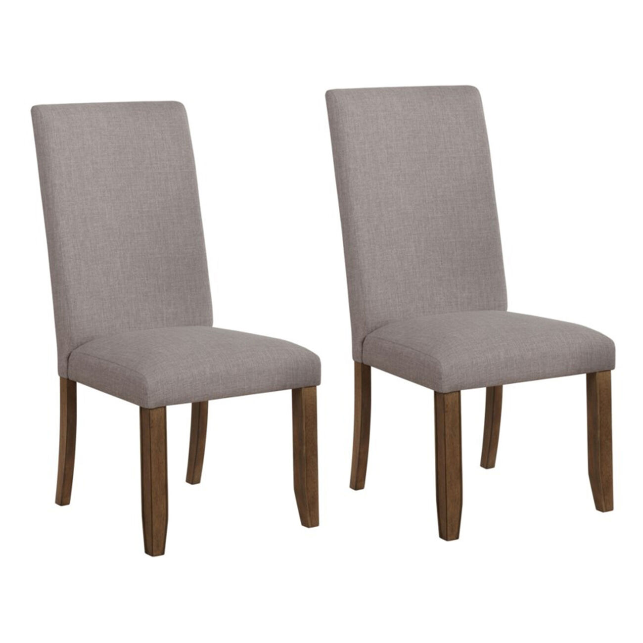 Fabric Upholstered Dining Chair, Set of 2, Brown and Gray
