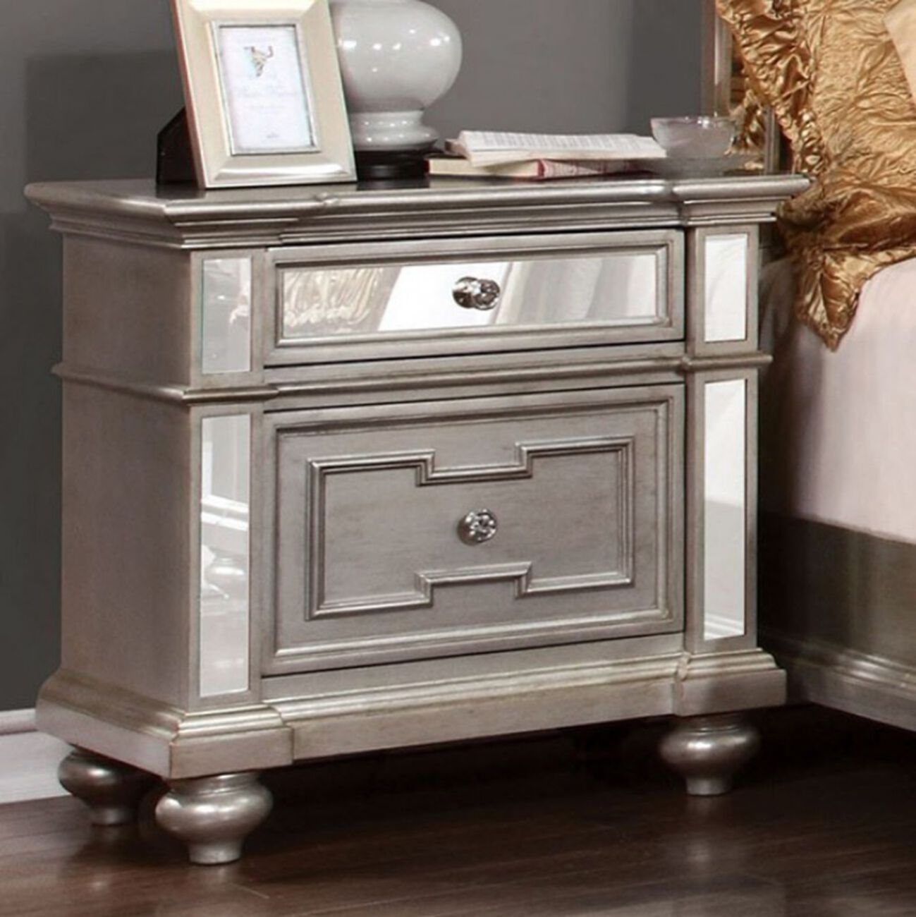 Salamanca Contemporary Night Stand In Silver