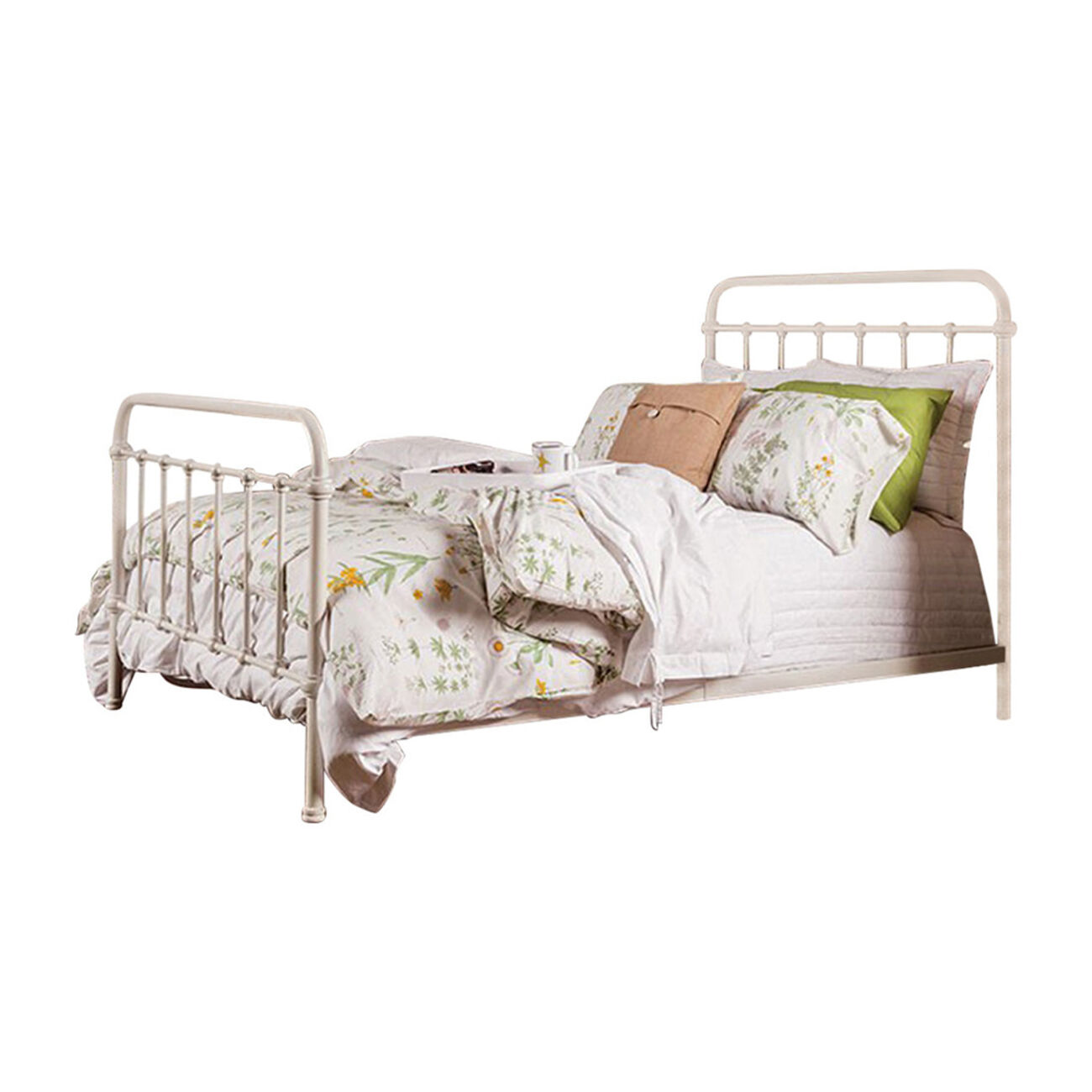 Sophisticated Metal Queen Bed, White