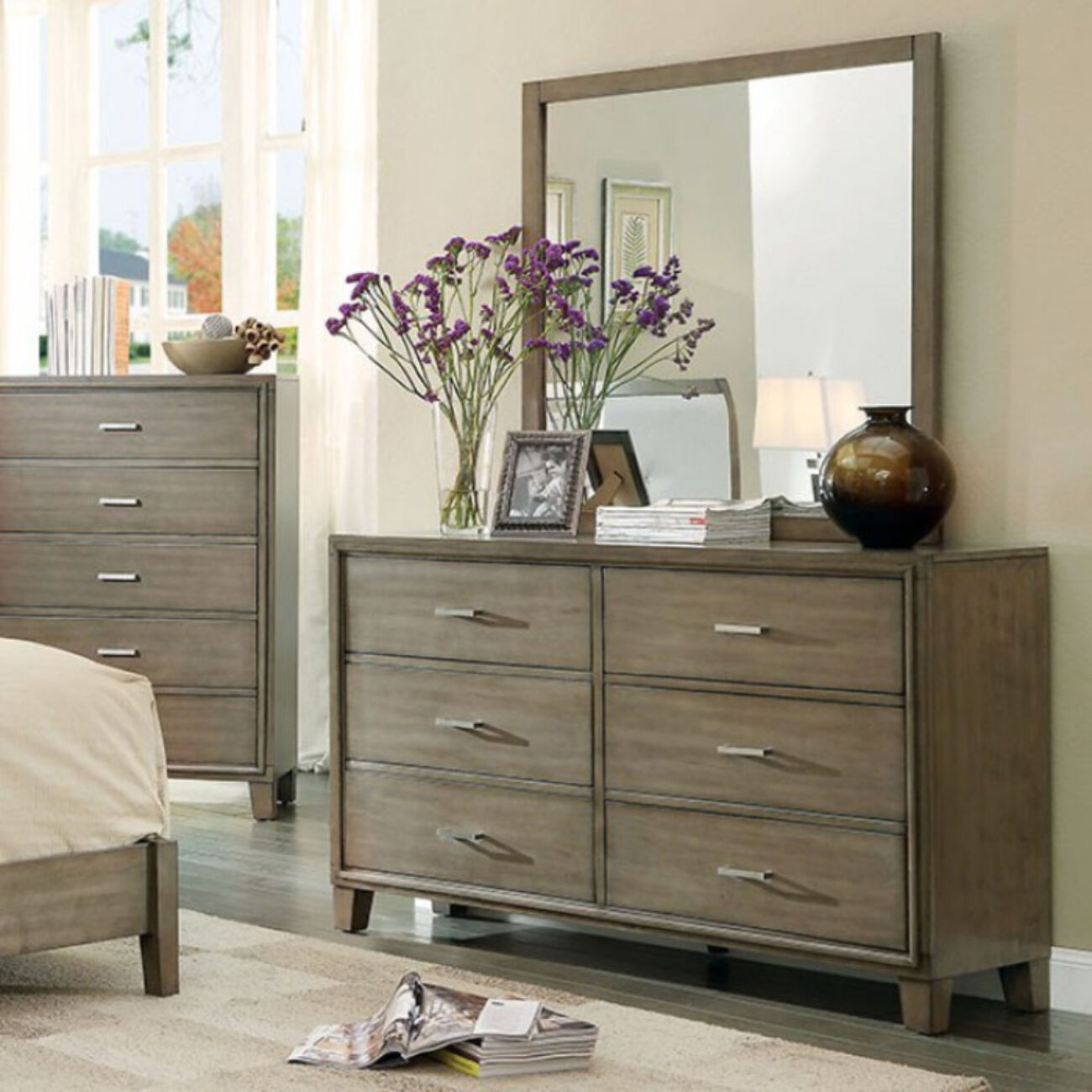 Subtle And Ultra-Fine Wooden Dresser In Contemporary Style, Gray