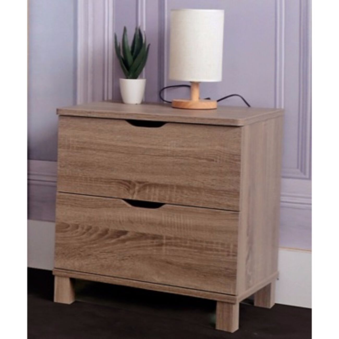 Urbane Brown Finish Nightstand With 2 Drawers On Metal Glides.