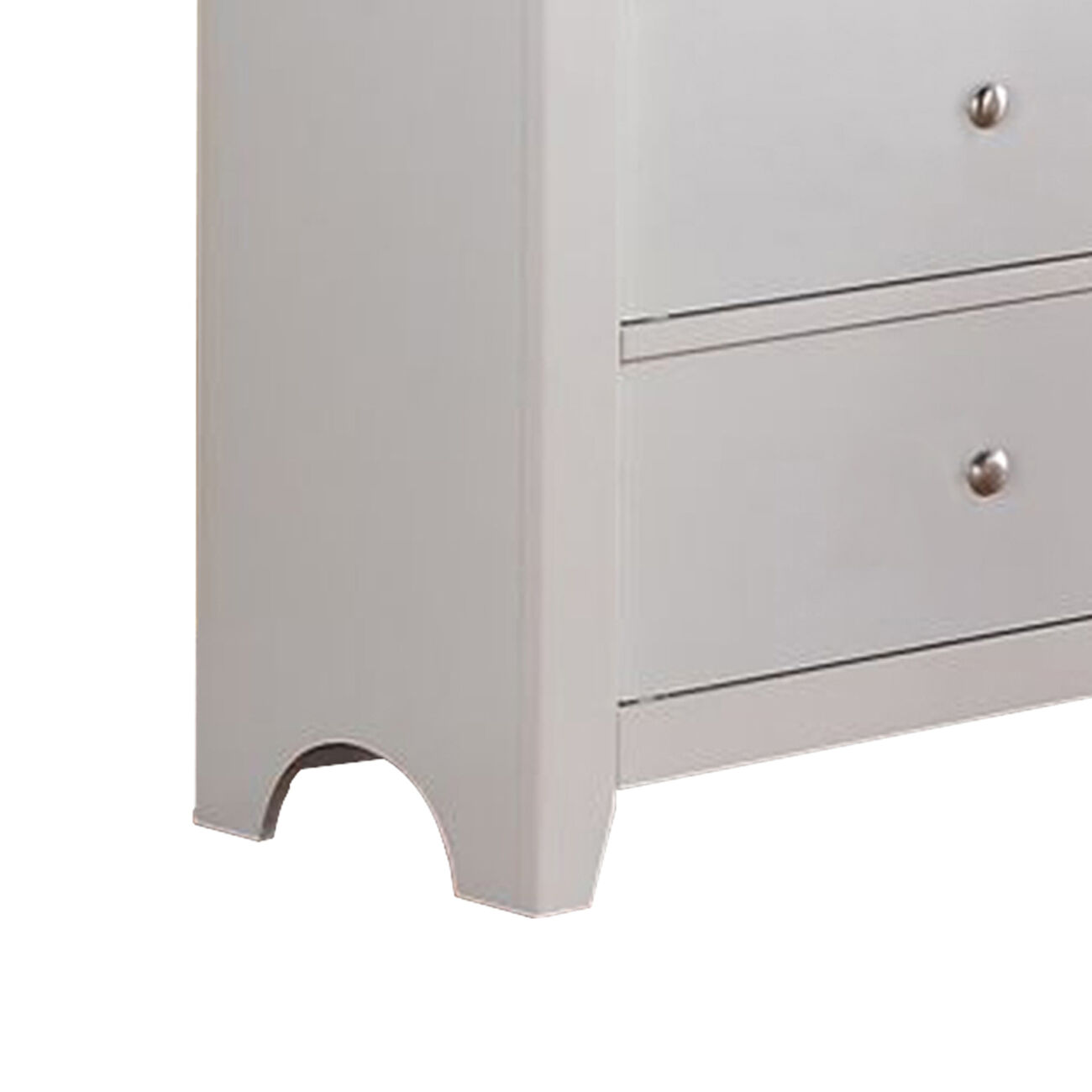 Pine Wood 6 Drawer Dresser With Silver Knobs, White