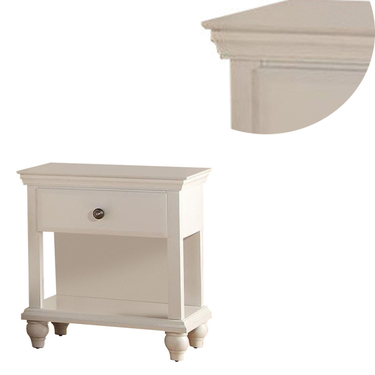 Wood Night Stand With Spacious Storage, White