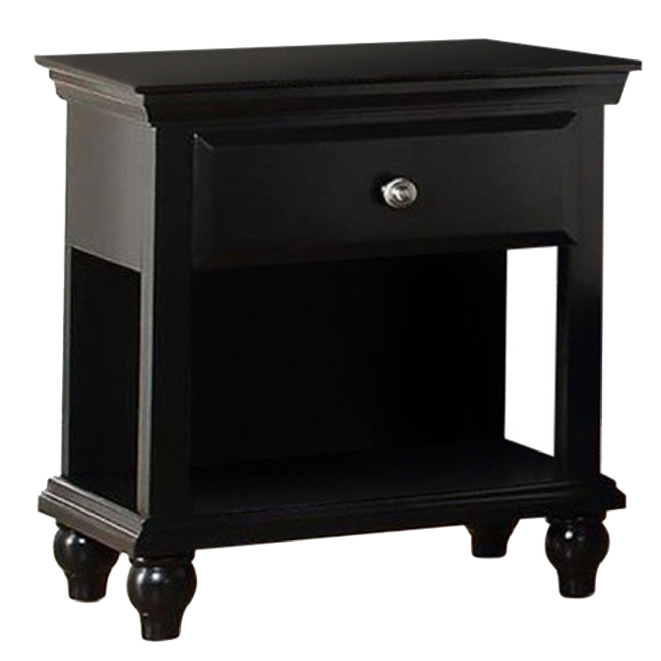 Wood Night Stand With Drawer, Black