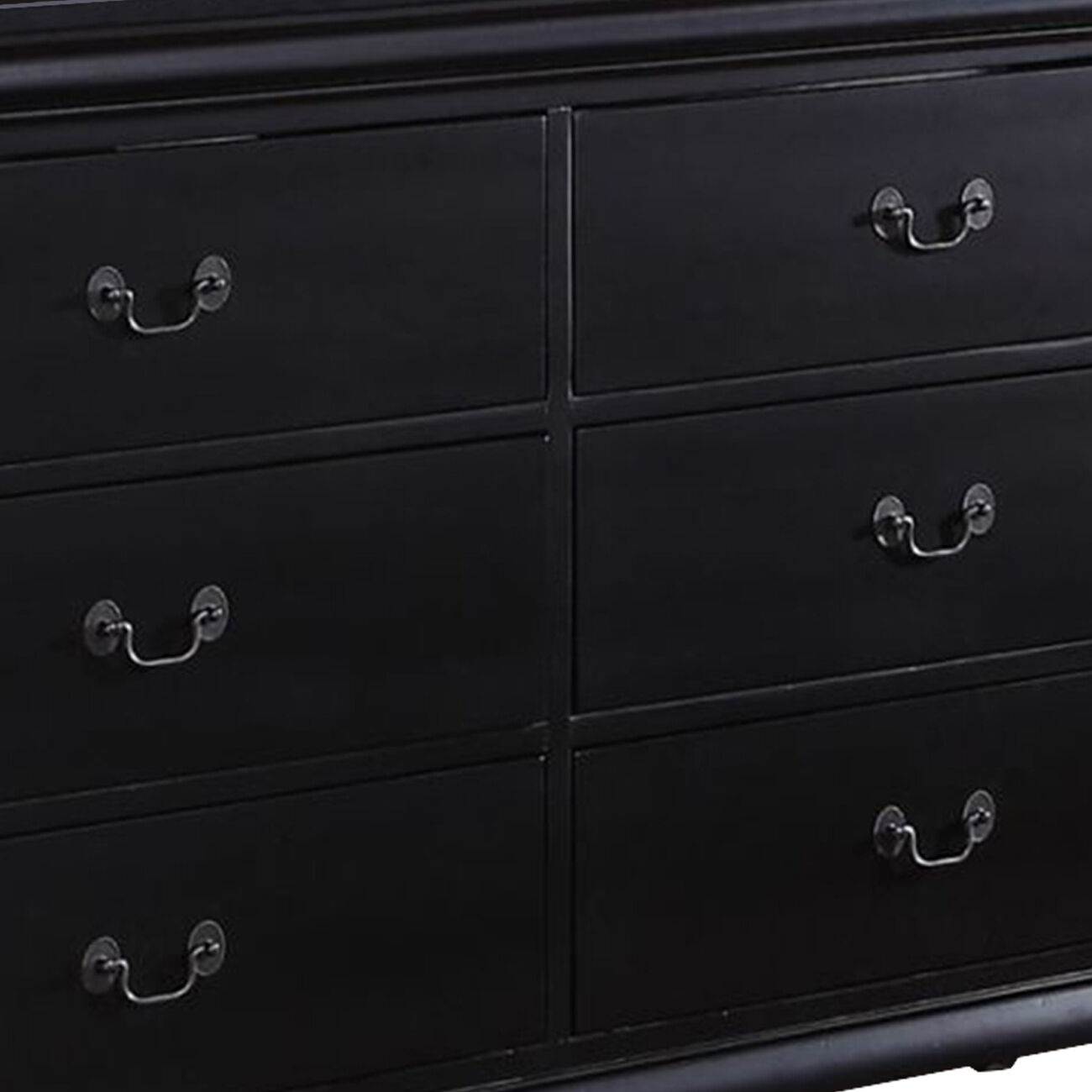 Pine Wood 6- Drawer Dresser, Black