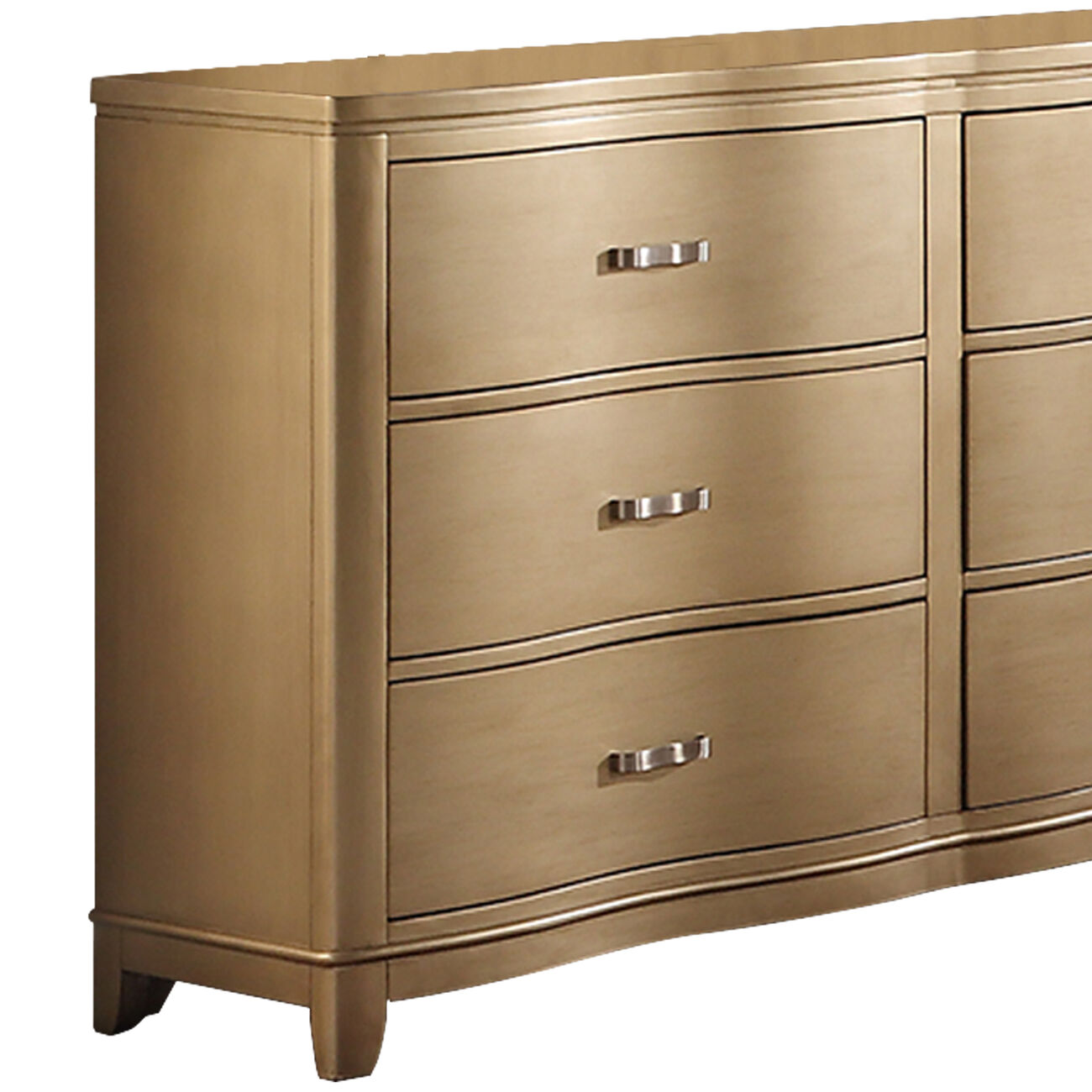Pine Wood Spacious 6- Drawer Dresser ,Gold