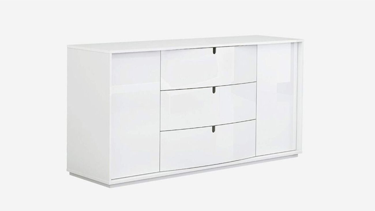 Wooden Dresser with Three Drawers and Two Cabinet, White