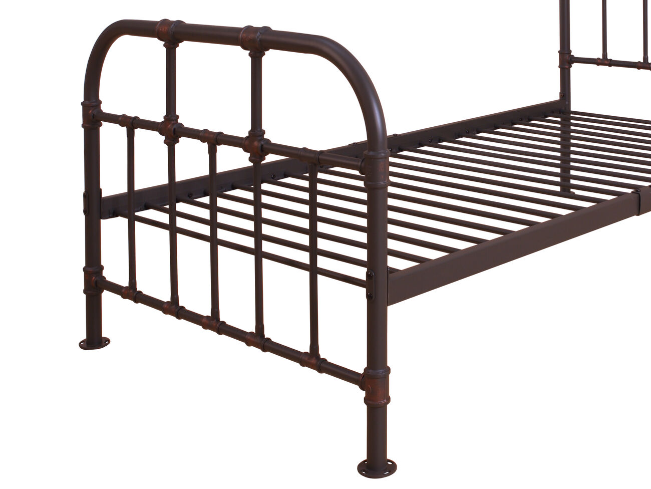 Industrial Style Metal Twin Size Bed with Pipe Inspired Frame, Brown