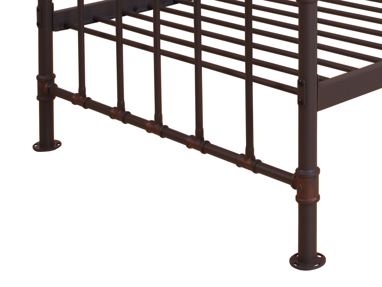 Industrial Style Metal Twin Size Bed with Pipe Inspired Frame, Brown