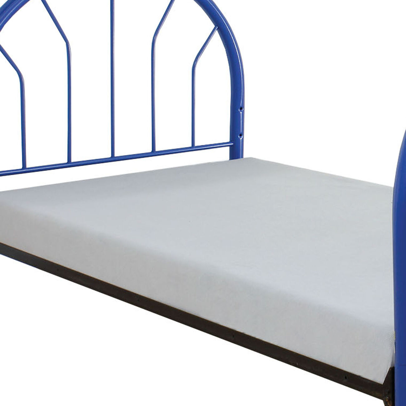 Metal Twin Headboard and Footboard with Curved Spindles, Blue
