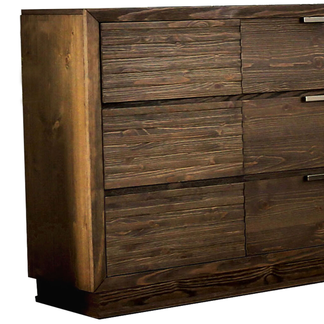 9 Drawer Rustic Style Wooden Dresser with Finger Pull Handles, Brown