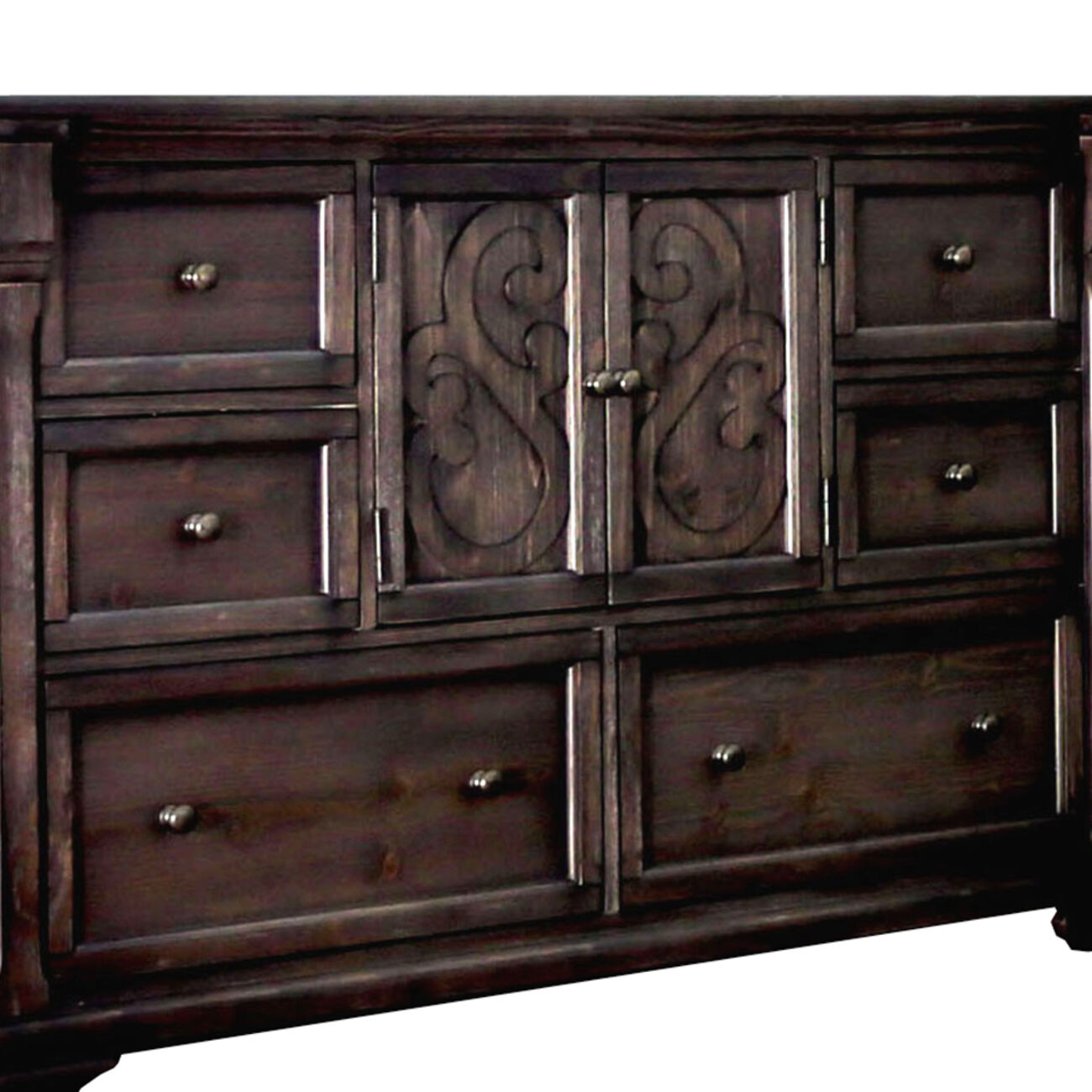 6 Drawer Transitional Style Molded Trim Wooden Dresser, Brown