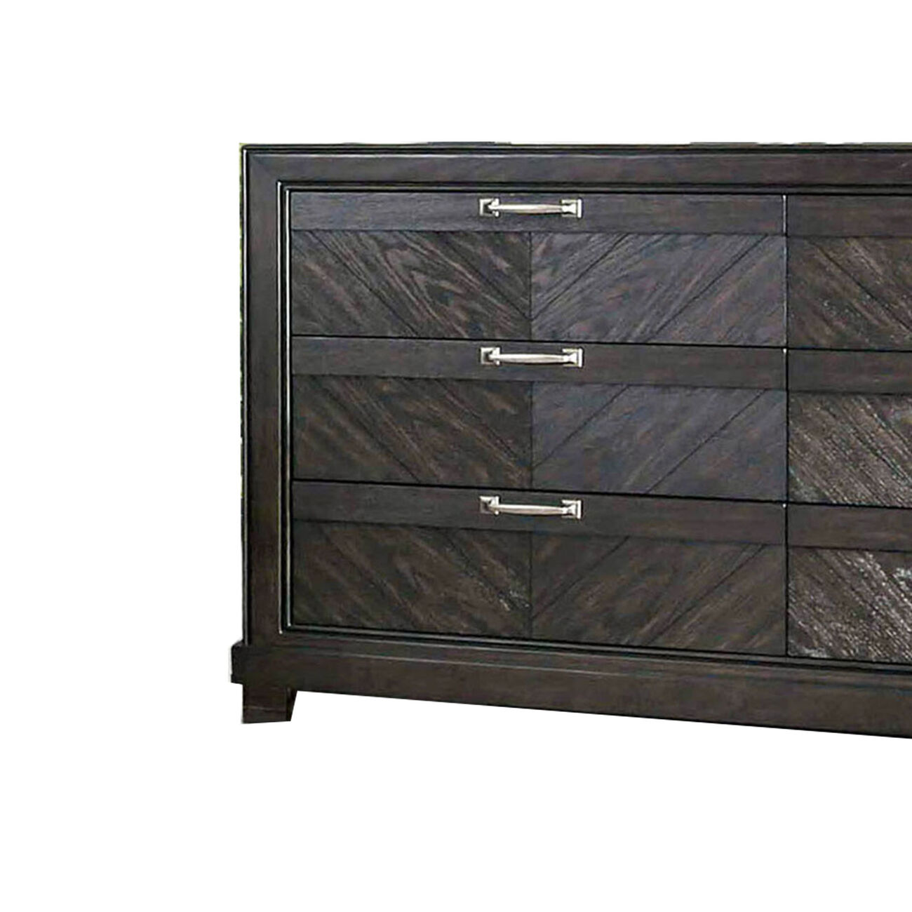 6 Drawer Transitional Style Wooden Dresser with Block Legs, Brown