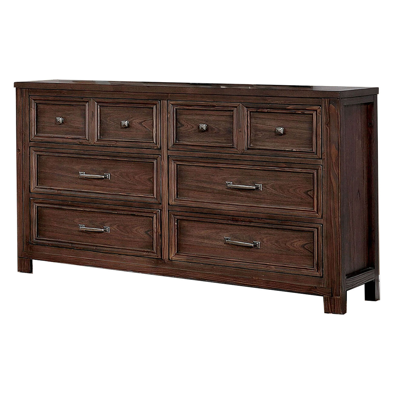 6 Drawer Transitional Wooden Dresser with Molded Trim, Brown