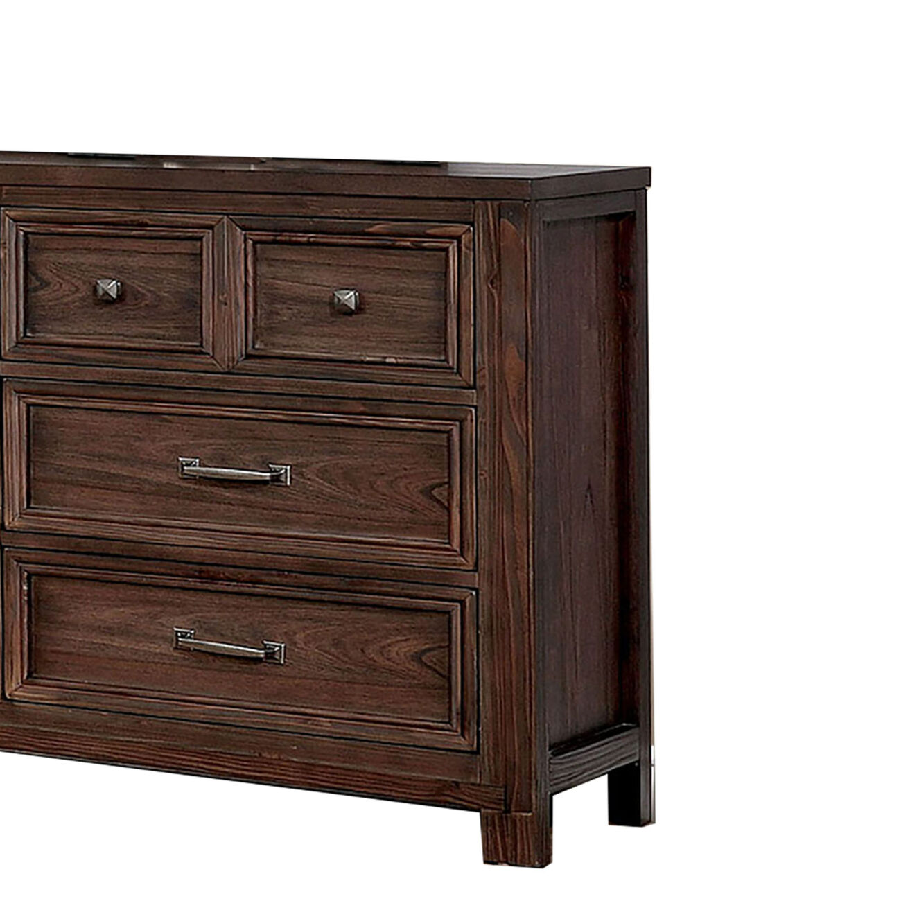 6 Drawer Transitional Wooden Dresser with Molded Trim, Brown