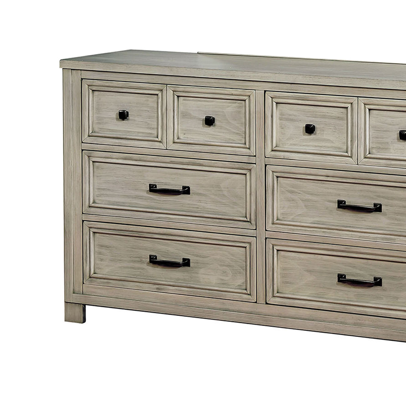 6 Drawer Transitional Wooden Dresser with Molded Trim, Antique white