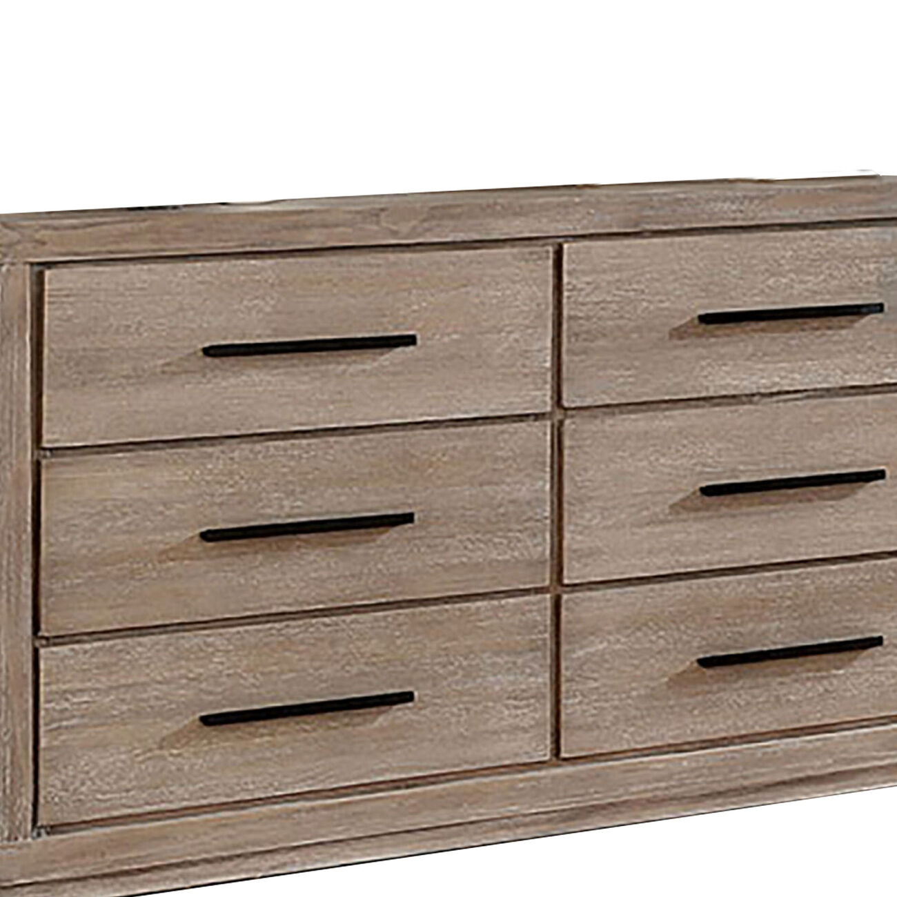 6 Drawer Transitional Style Wooden Dresser with Bar Handles, Brown