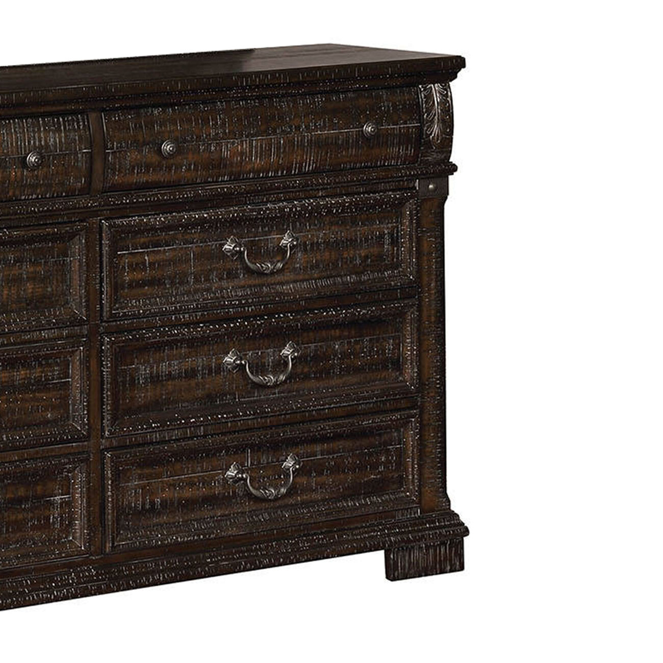 Transitional Wooden Dresser with  8 Drawer and Bracket Legs, Brown