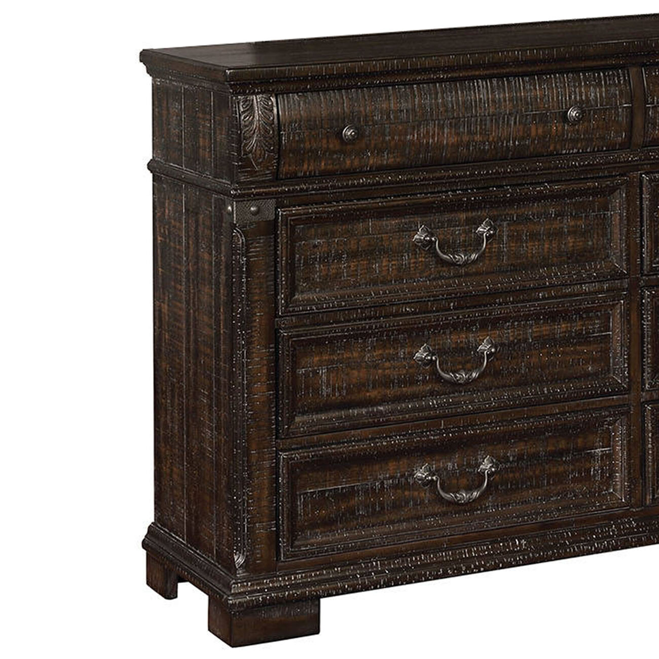 Transitional Wooden Dresser with  8 Drawer and Bracket Legs, Brown