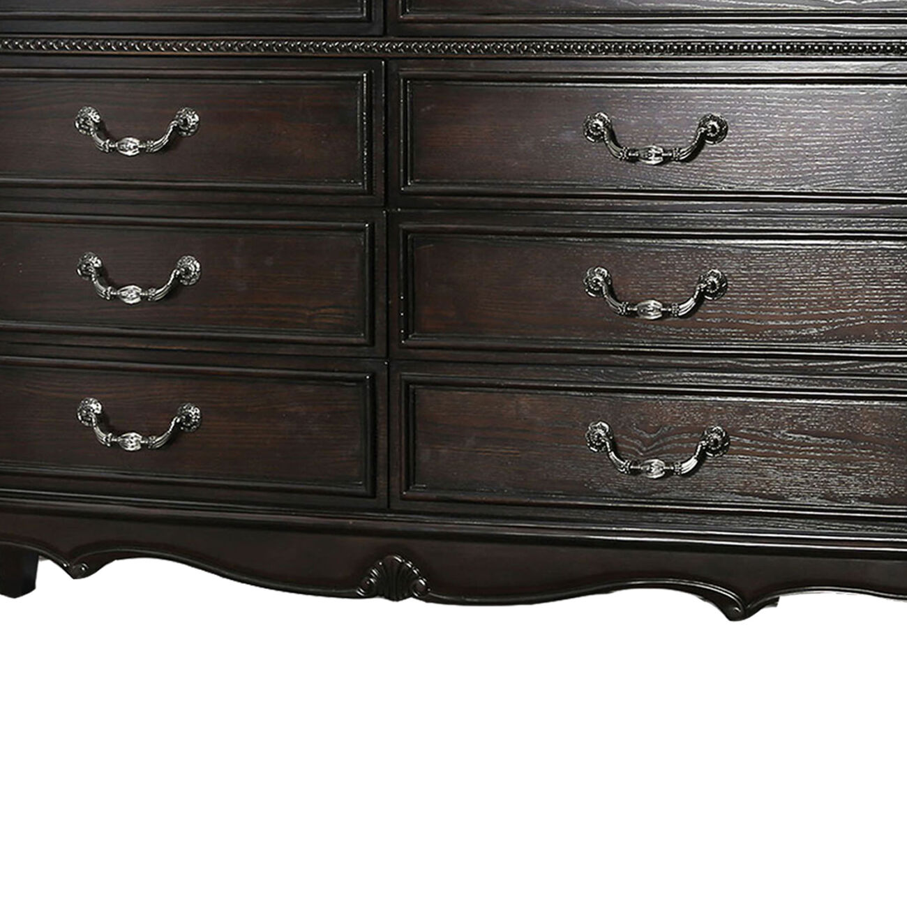 Traditional 8 Drawer Wooden Dresser with 2 Hidden Drawers, Brown