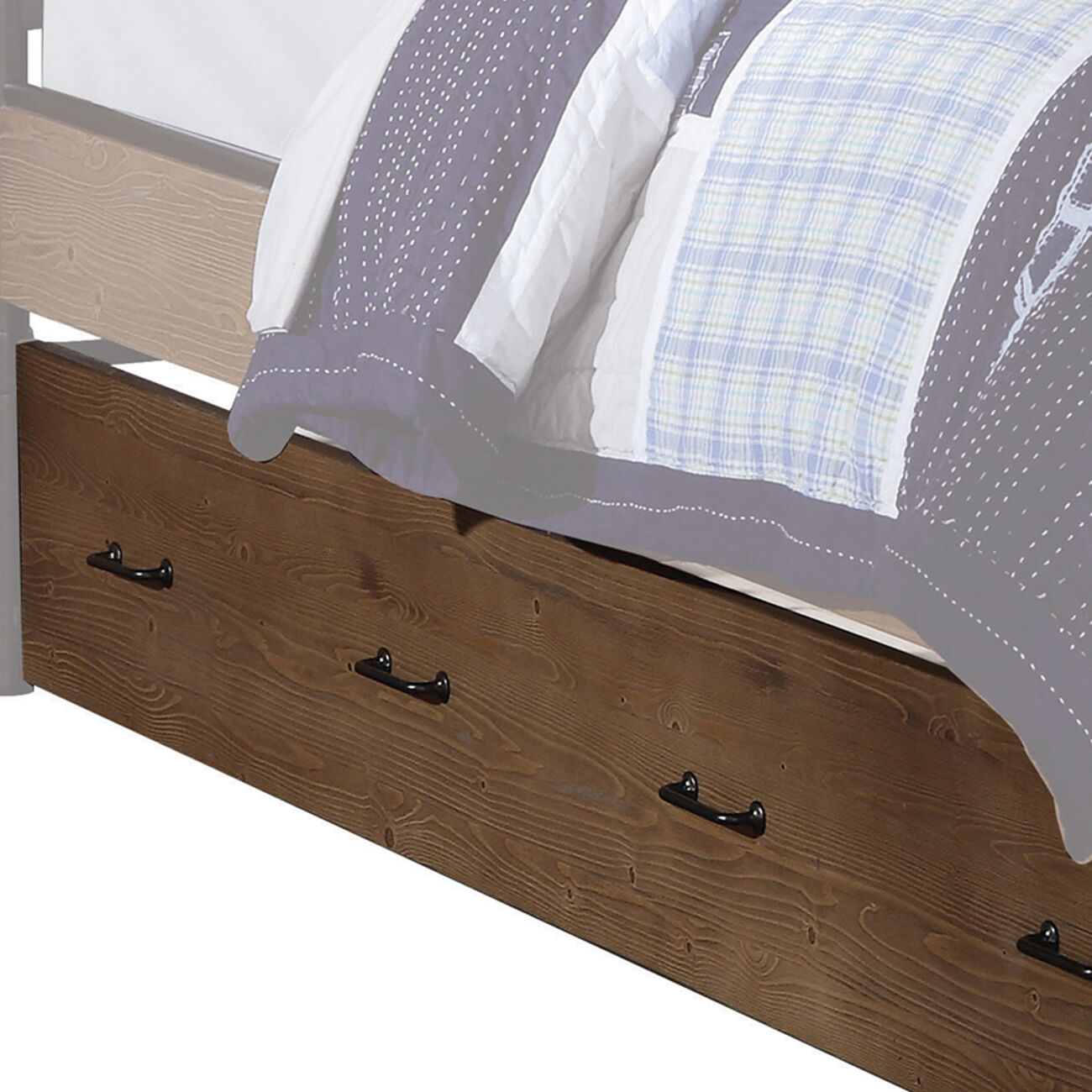Wooden Twin Size Trundle Bed with Caster Wheels, Brown