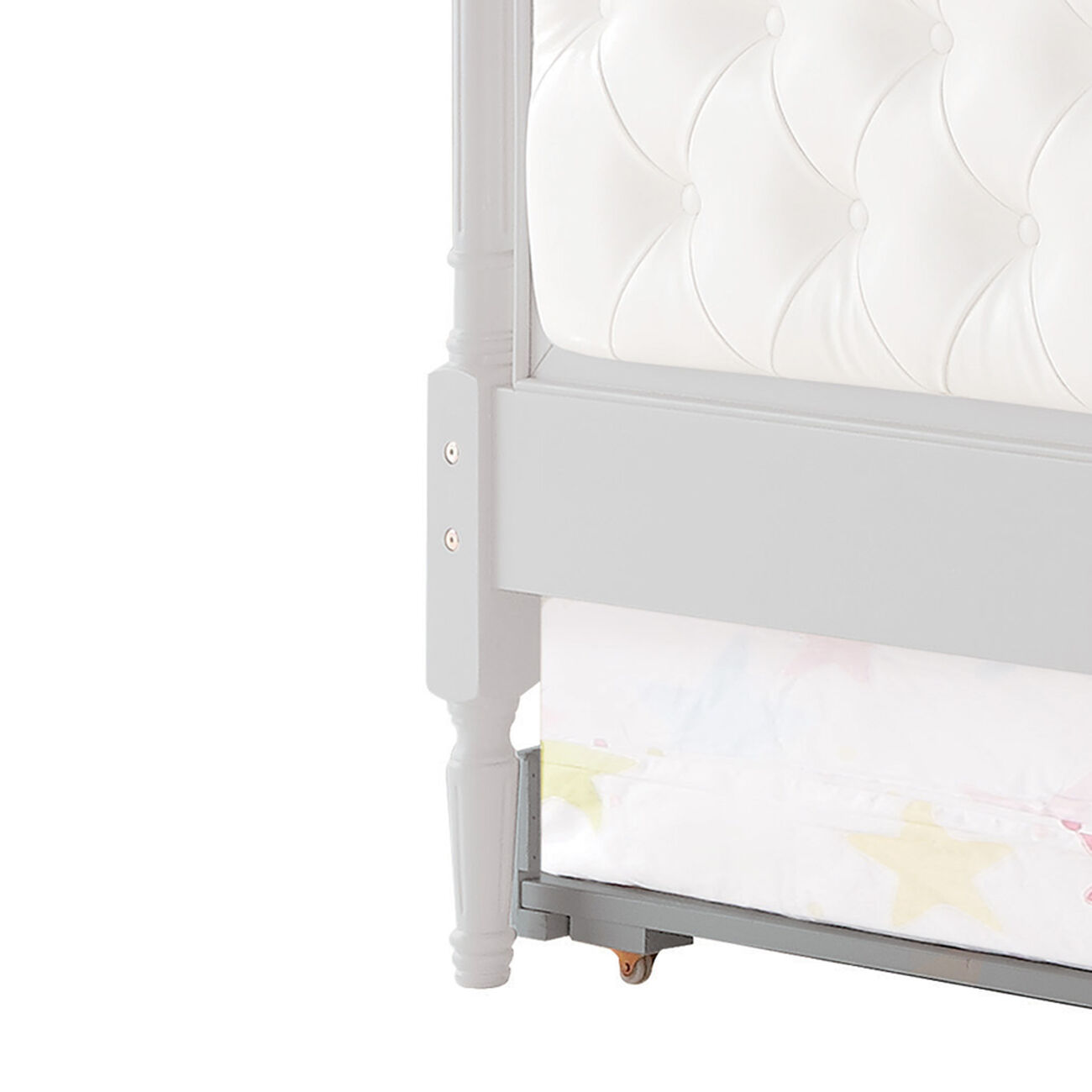 Wooden Twin Size Trundle Bed with Caster Wheels, Gray