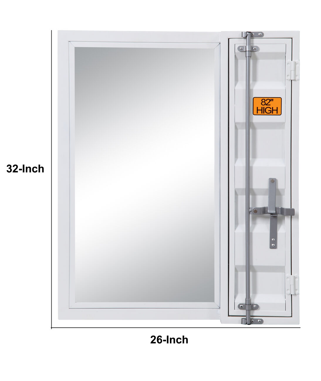 Industrial Style Metal Vanity Mirror with Recessed Door Storage, White