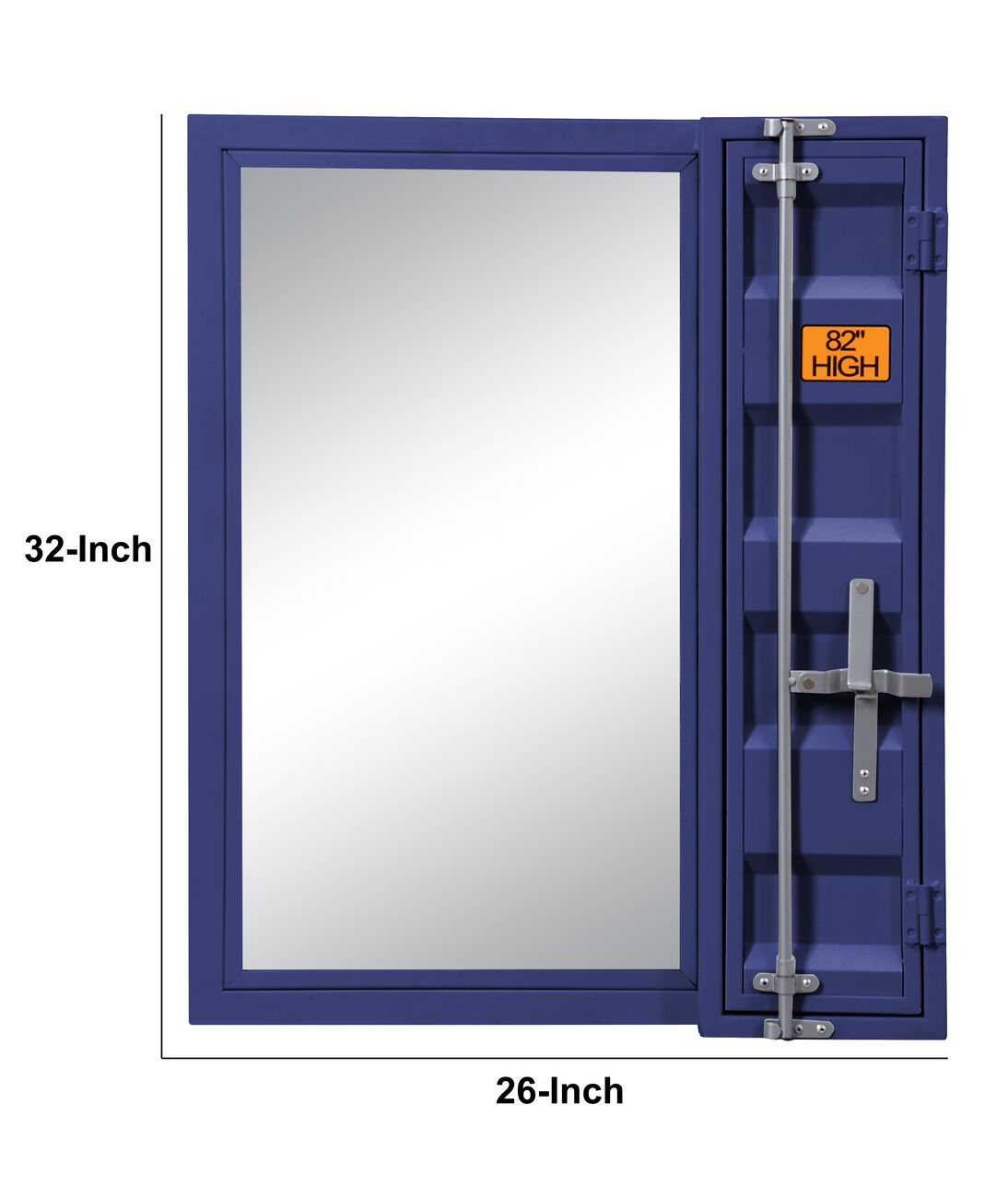 Industrial Style Metal Vanity Mirror with Recessed Door Front, Blue
