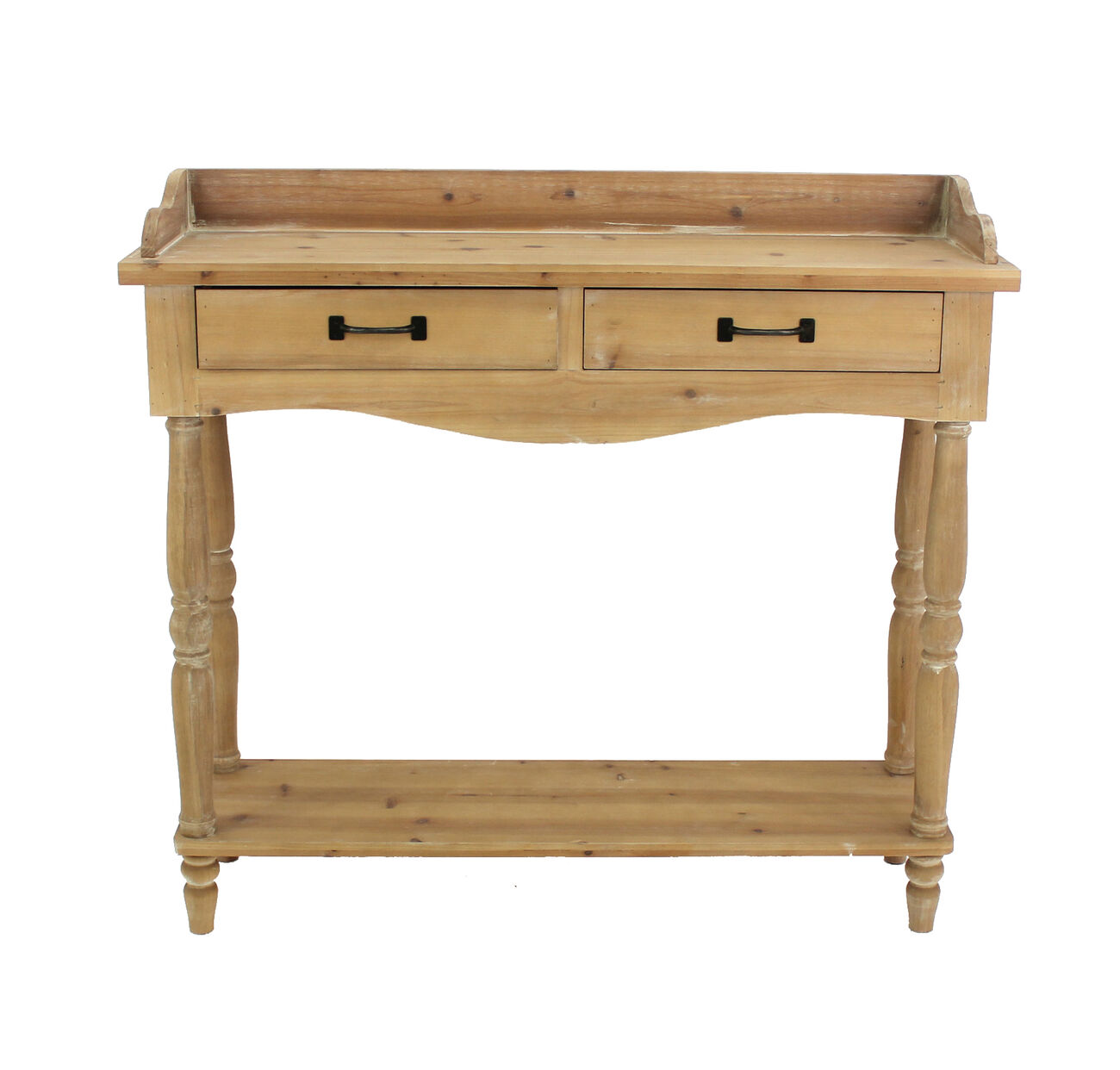 Rustic Style Wooden Dressing Table with 2 Drawers and Shelf, Brown