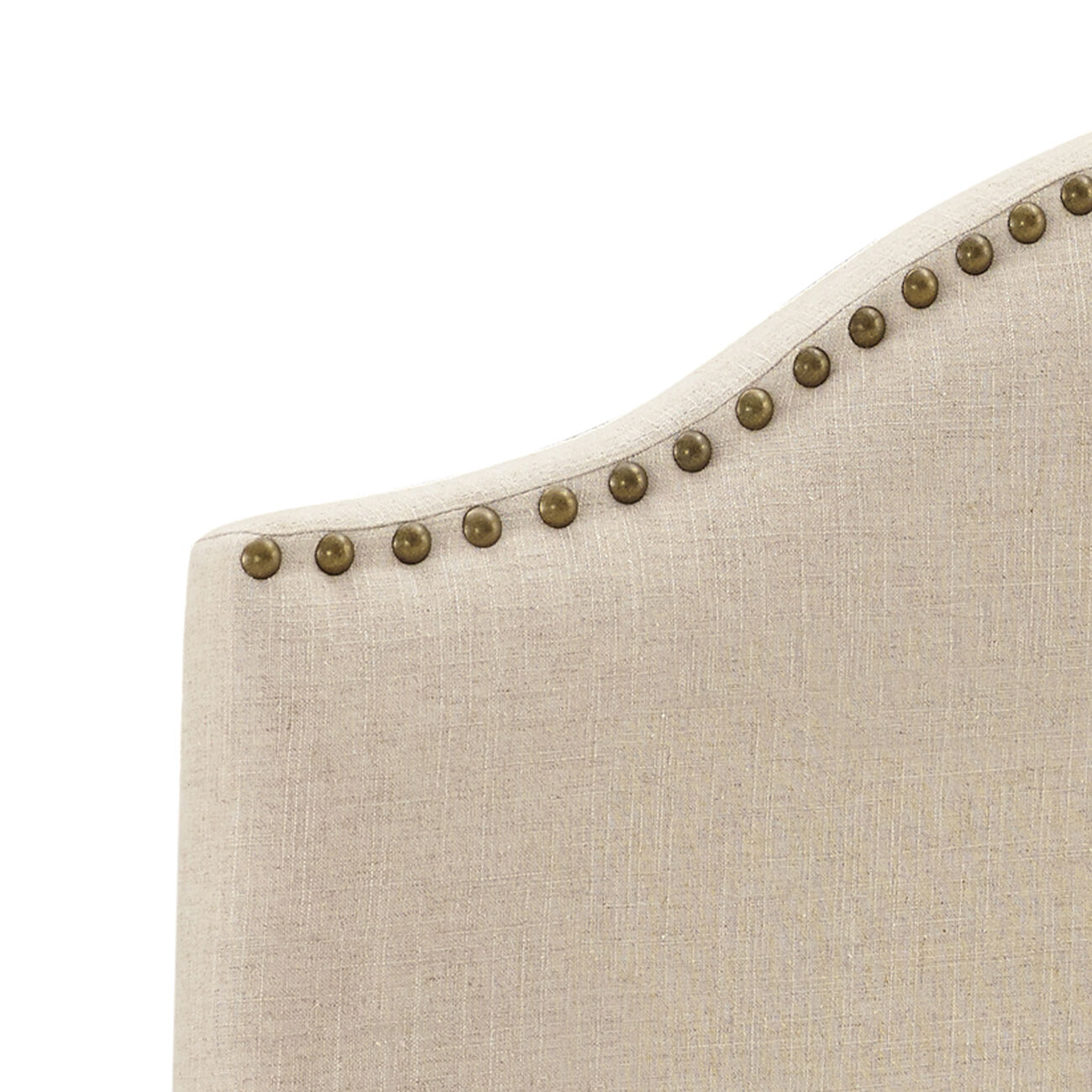 Queen and Full Size Polyester Headboard with Nailhead Trims, Beige