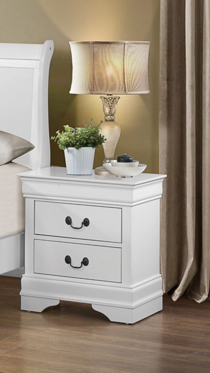 Wooden Night Stand With 2 Spacious Drawers White