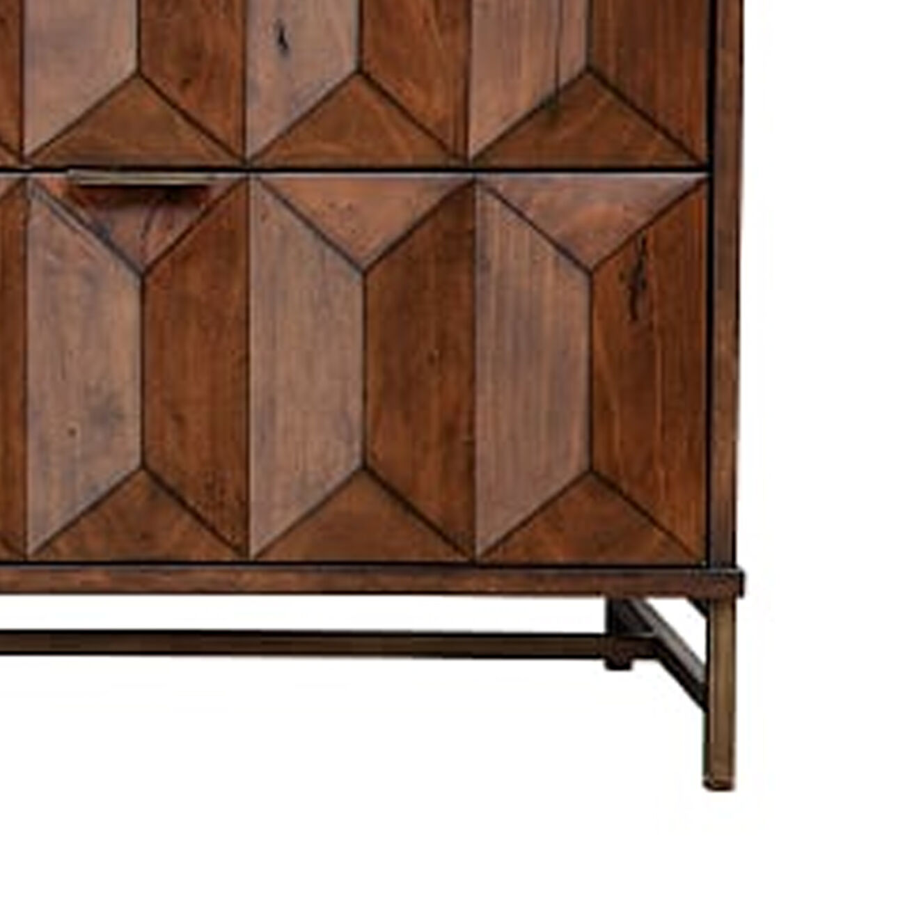 6 Drawer Dresser with Honeycomb Design and Metal Legs, Brown