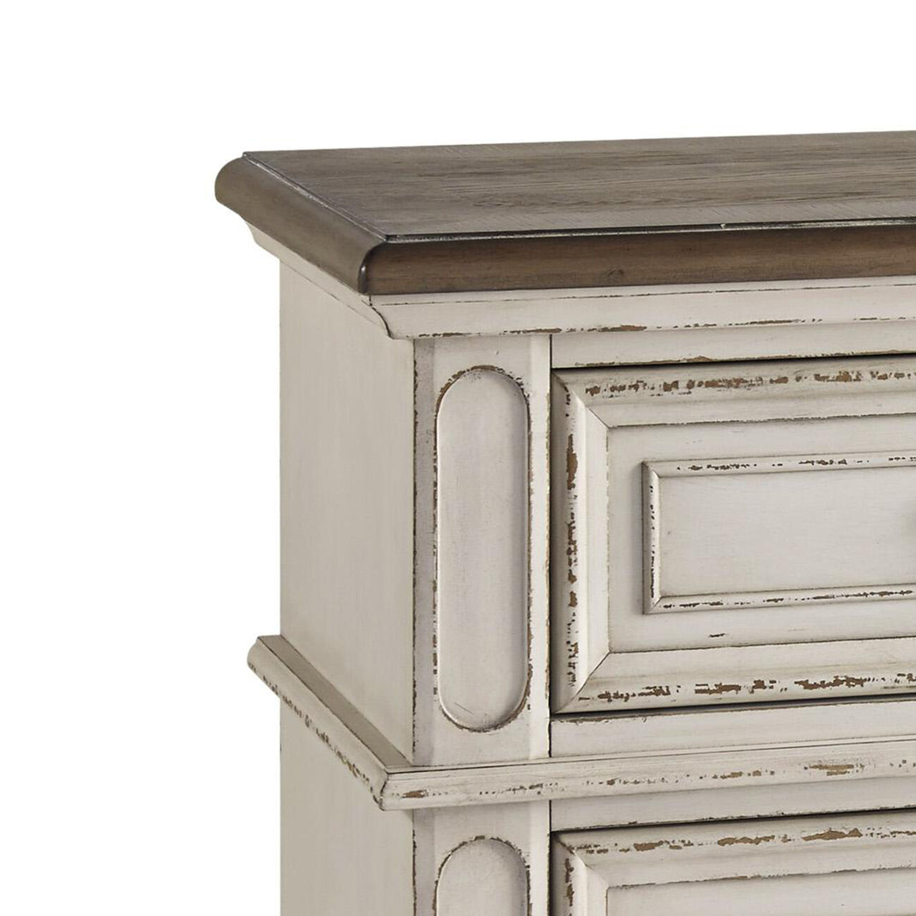 Wooden Dresser with 6 Storage Drawers and Bracket Feet, Antique White