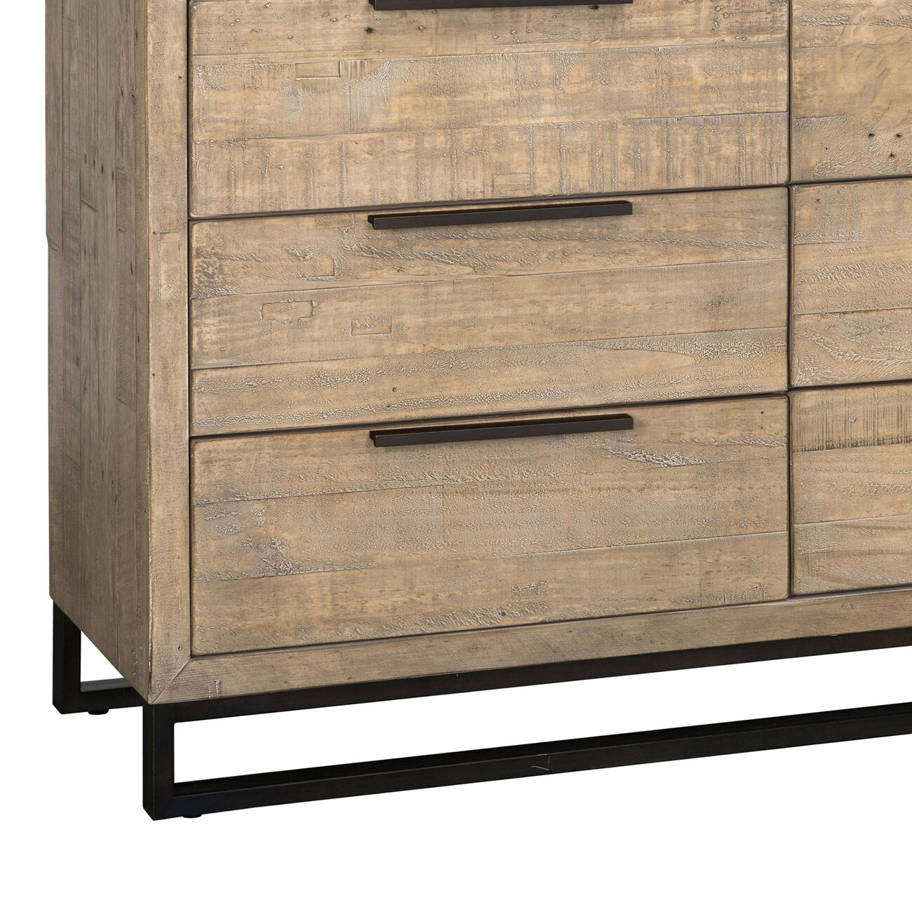 Wooden 9 Drawer Dresser with Bar Handles and Metal Sled Base, Taupe Brown