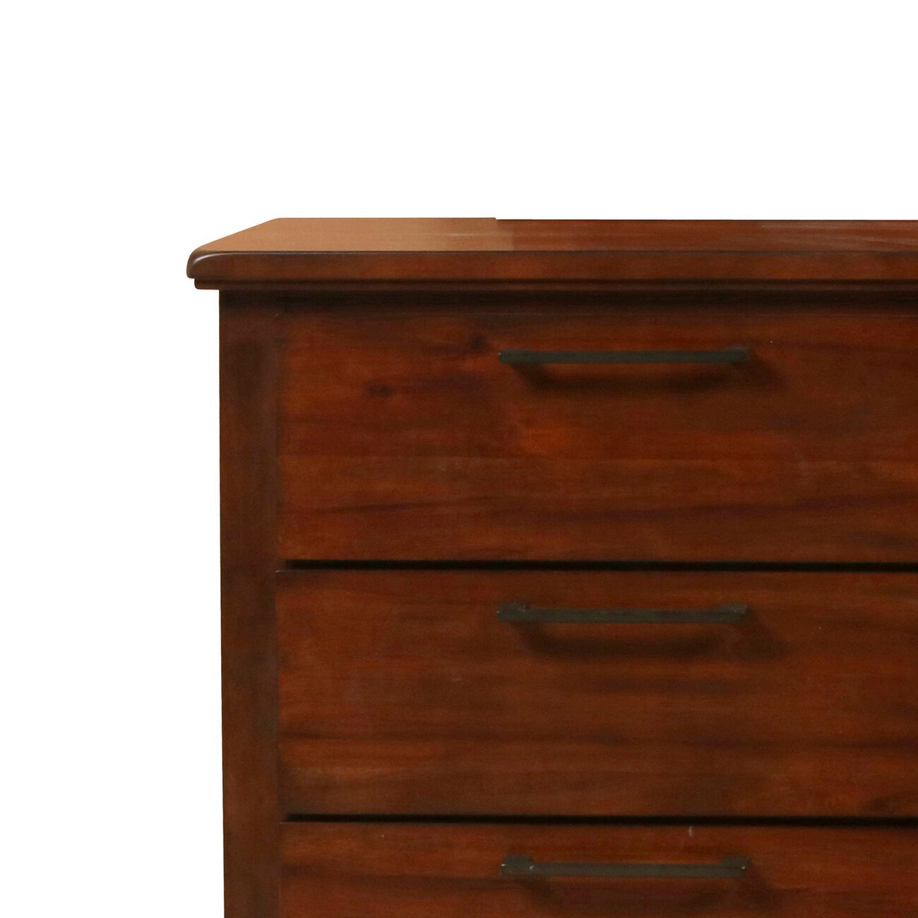 6 Drawer Wooden Dresser with Metal Bar Pulls, Chestnut Brown