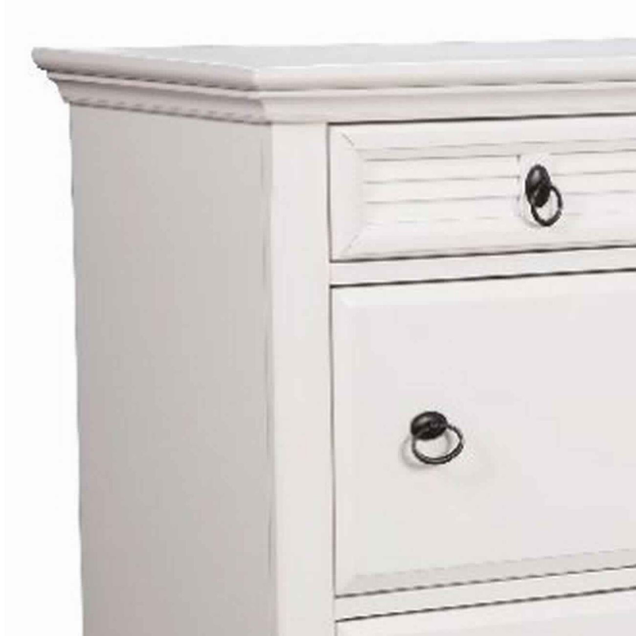 7 Drawer Wooden Dresser with Ring Pulls and Molded Top, White