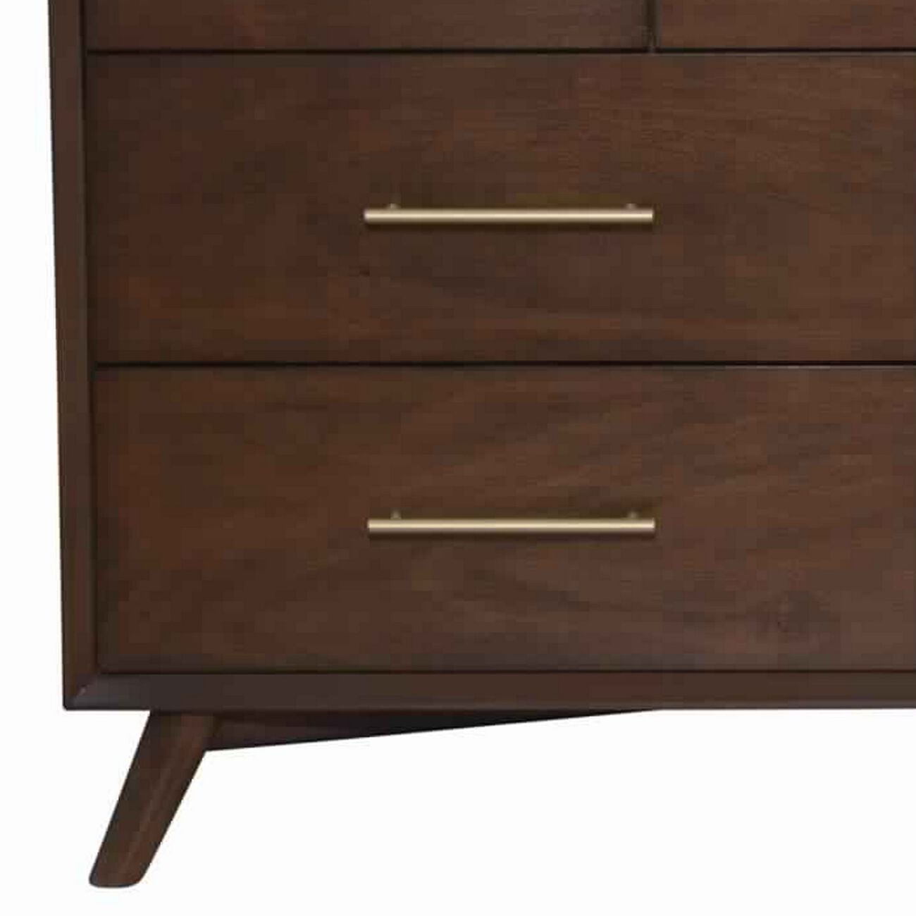 7 Drawer Mid Century Modern Wooden Dresser with Splayed Legs, Brown