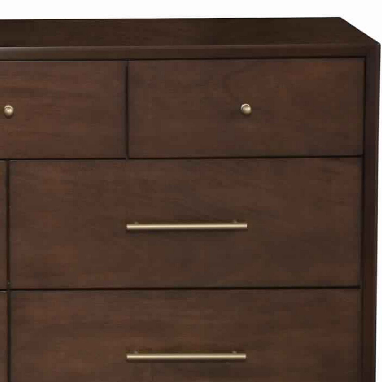 7 Drawer Mid Century Modern Wooden Dresser with Splayed Legs, Brown