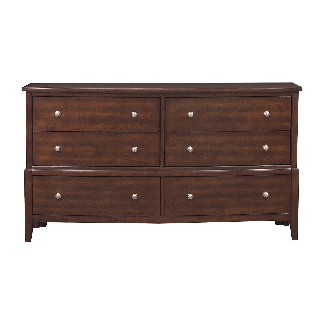 Wooden Dresser with Natural Grain Texture Finish and 6 Drawers, Brown