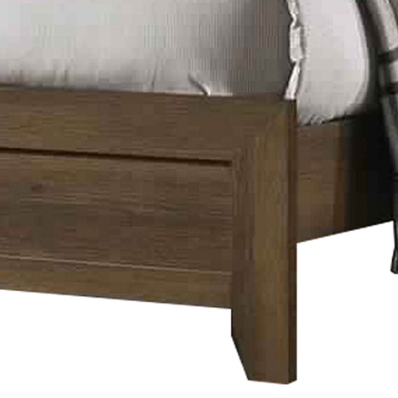 Transitional Style Wooden Eastern King Bed with Raised Molding Trim, Brown