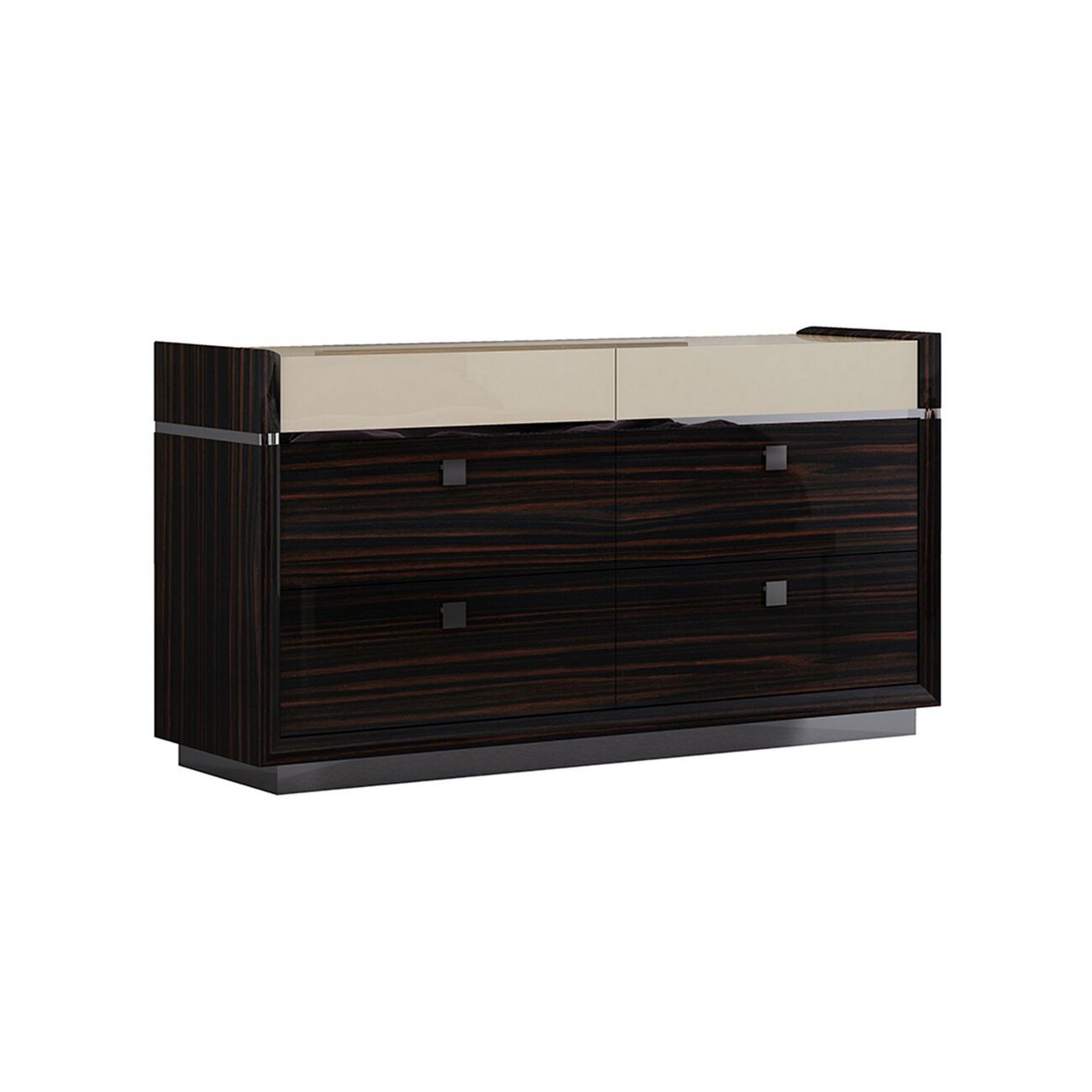 Contemporary 6 Drawer Wooden Dresser with Square Pulls, Brown