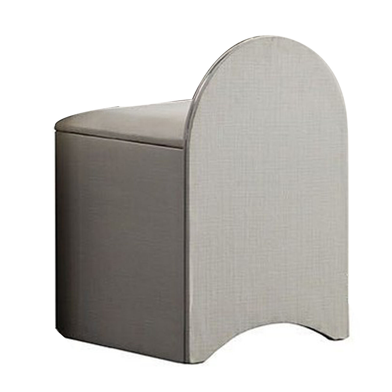 3 Drawer Fabric Upholstered Wooden Vanity Desk with Padded Stool, Gray