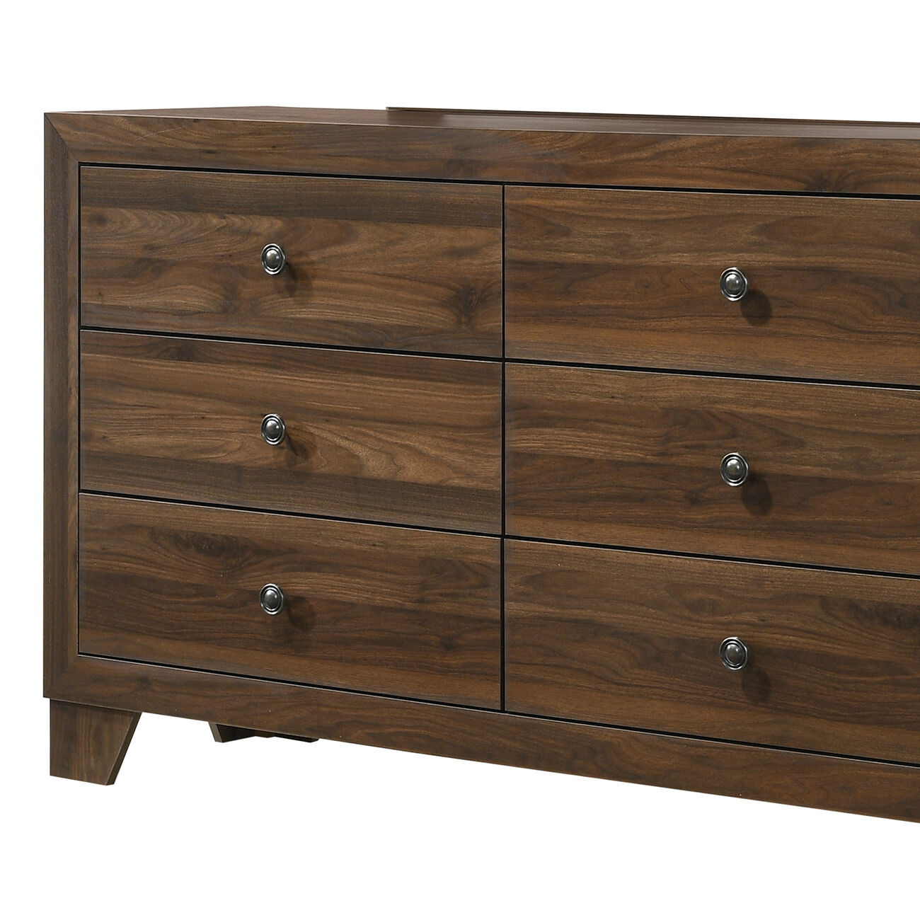 6 Drawer Wooden Dresser with Round Knobs and Tapered Legs, Brown - BM215246